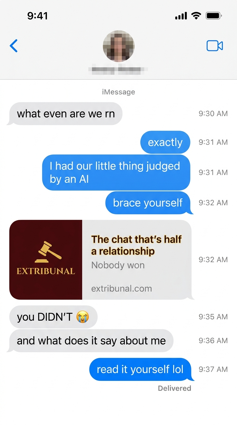Verdict Extribunal partagé dans une conversation